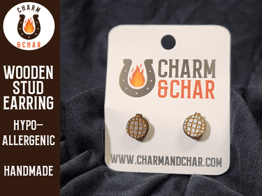Disco Ball Wood Stud Earrings - Lifestyle Fashion Earring - Stud Earring - Charm and Char